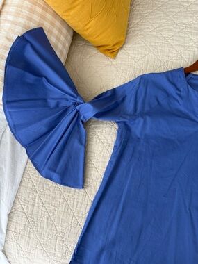 Women's Blue Bell-Sleeve Blouse